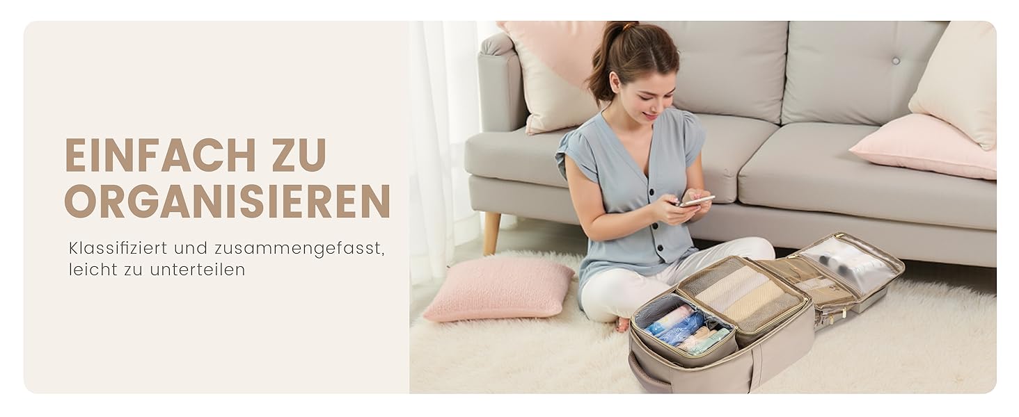 Рюкзак ручної поклажі LOVEVOOK 40x30x20, 24L для жінок, підходить для Ryanair, Eurowings, Wizz Air, Khaki Beige