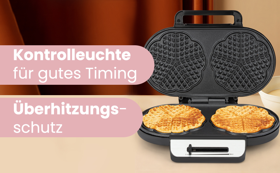 Clatronic Heart-Shaped Waffle Maker - Non-Stick, Adjustable Browning, 1200W - WA 3745