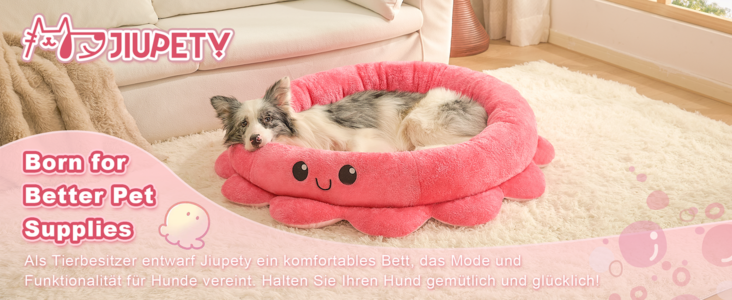 Кругле ліжко для собак та котів XL, рожево-червоне, Boho стиль, з м'яким знімним подушечкою, ліжко-антистрес для великих собак