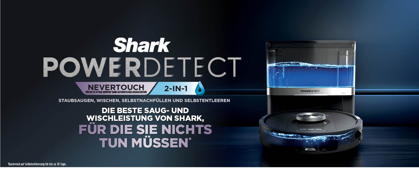 Робот-пилосос Shark PowerDetect 2-в-1 з функцією миття, NeverTouch Pro, самостійне очищення до 60 днів, LiDAR-навігація, NeverStuck, керування через додаток, RV2800ZEEU, 2 щітки, Anti-Micro Pads, 1 капсула
