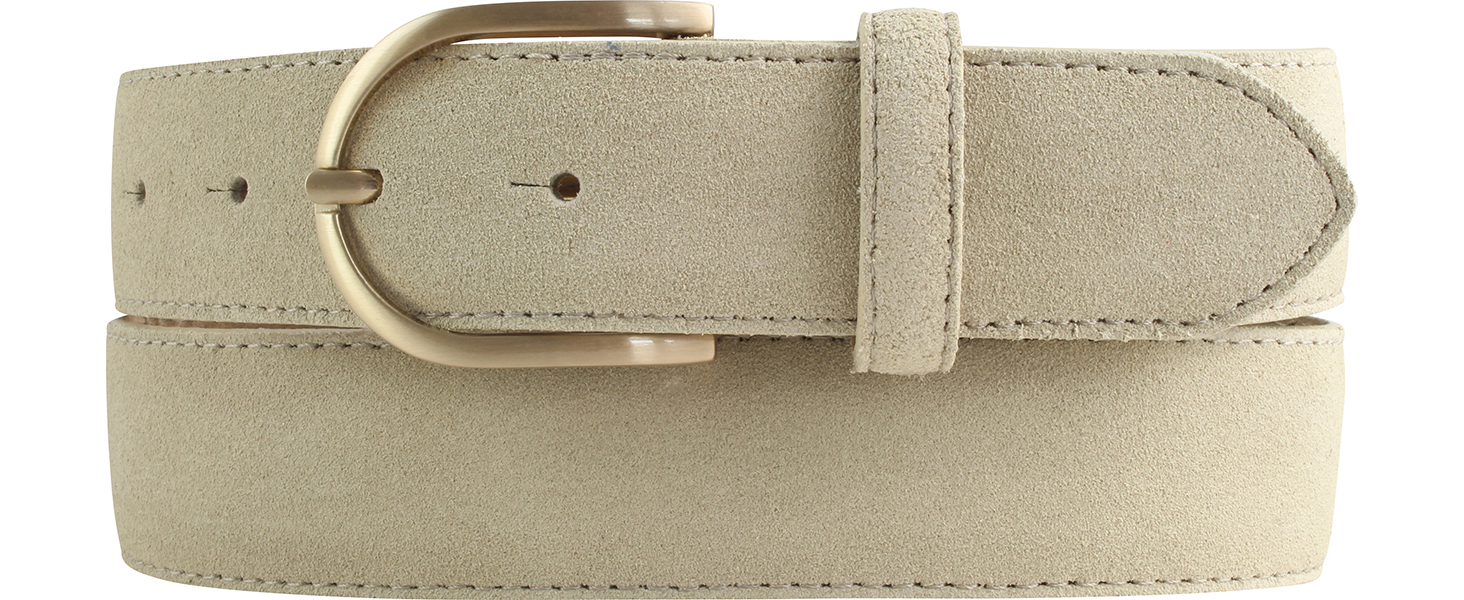 Жіночий ремінь Beltinger з велюру 3.5 см, бежевий з золотою пряжкою 90 см