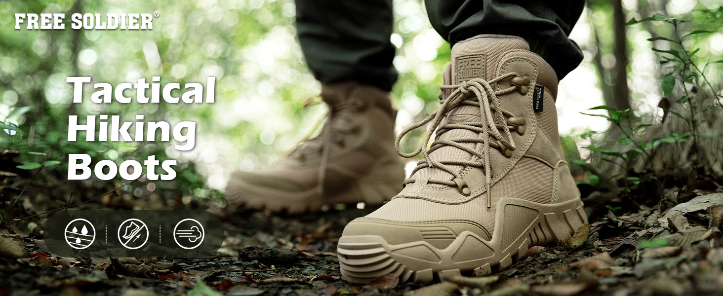 Черевики FREE SOLDIER для чоловіків: тактичні, туристичні, бойові. Зручні черевики для трекінгу, полювання, роботи, військових тренувань. Розмір 45 EU, пісочний колір