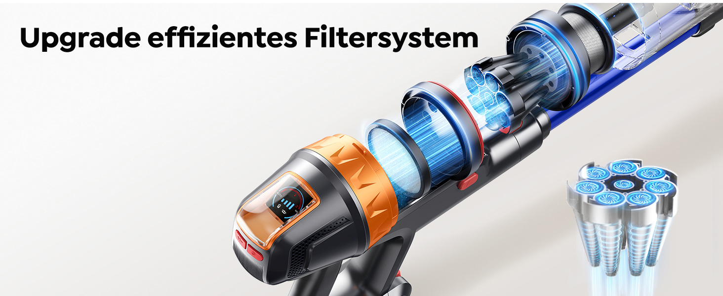 SMOTURE Бездротовий пилосос 650W, 50KPA, для видалення шерсті тварин, 60 хв роботи, самостійна підставка, зарядка на стіні, автоматичний режим для килима/підлоги