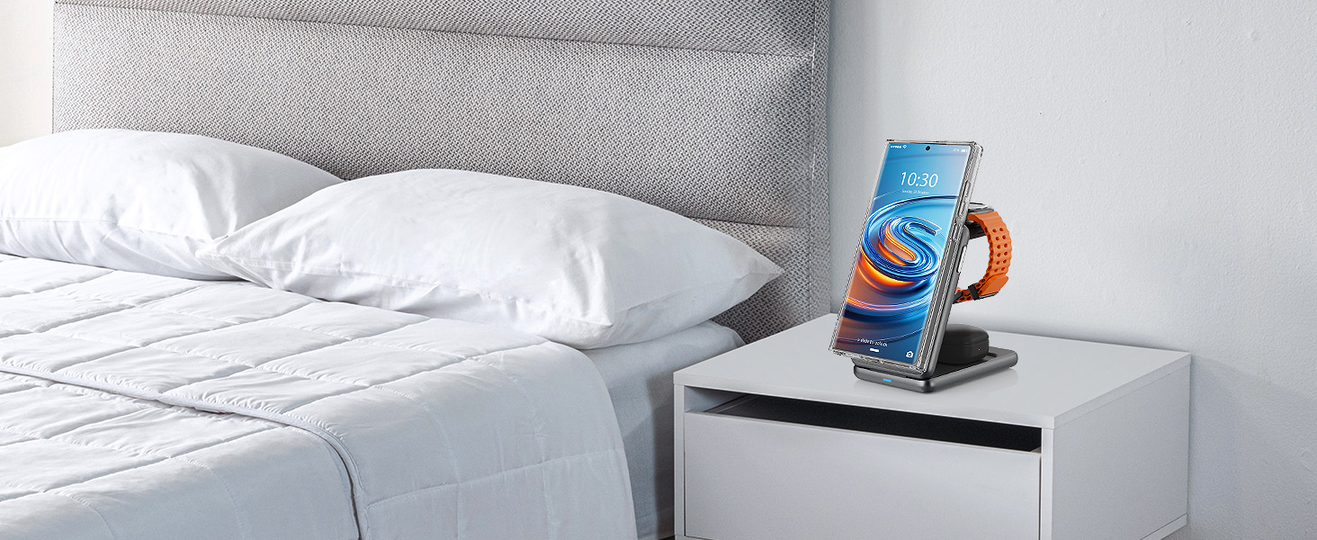 Магнітна зарядна станція 3-в-1 для Samsung Galaxy S25 Ultra/S24 з MagSafe, зарядка для годинників Galaxy Watch Ultra/8/7/6, бездротовий зарядний пристрій для подорожей (сріблястий)