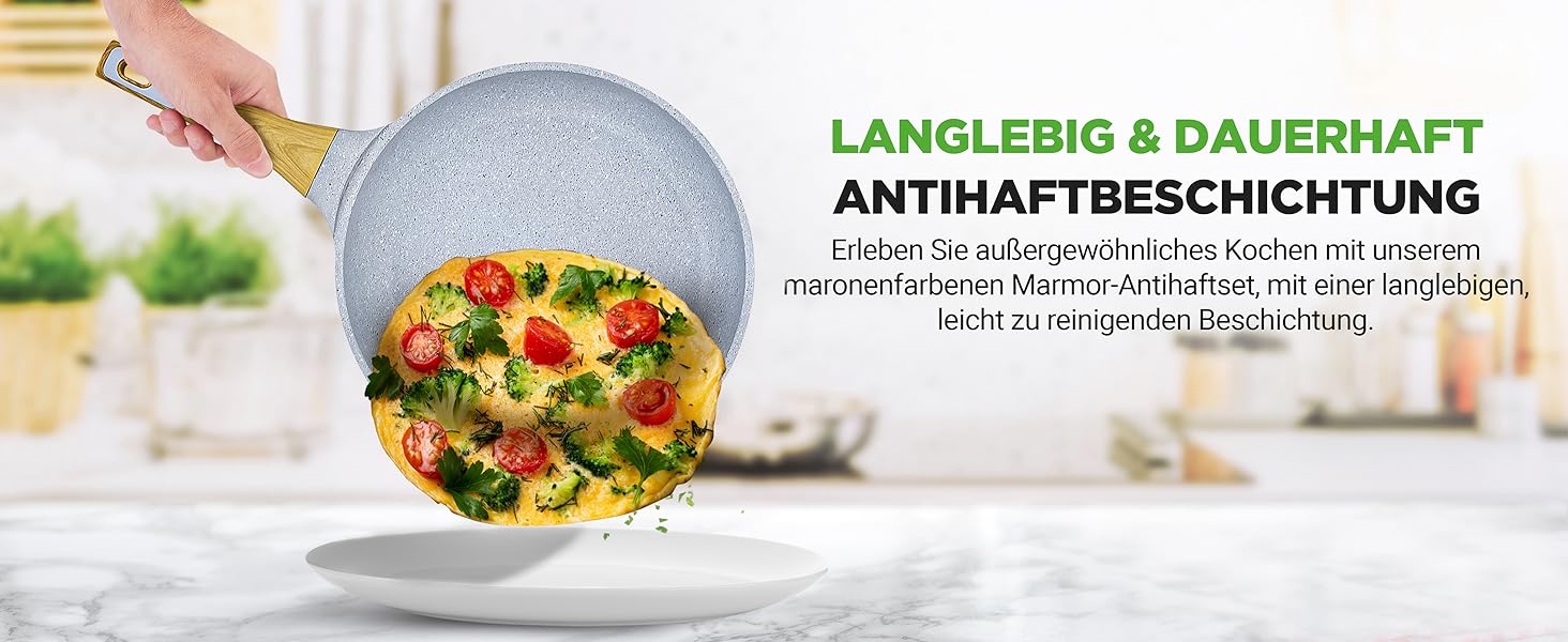 Набір посуду NutriChef 22 предмети антипригарний мармуровий блакитний – сковороди, каструлі, аксесуари для кухні, індукція, посудомийна машина