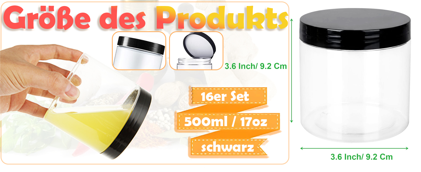 Набір контейнерів для зберігання 16 шт. по 500 мл з кришкою, BPA-Free, прозорі пластикові контейнери для продуктів та солодощів