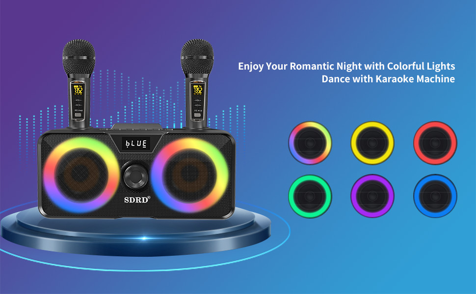 Портативна караоке-машина з Bluetooth, 20W, 2 бездротові мікрофони, PA-система для дому, вечірок, церкви, пікніка, на відкритому повітрі, чорний