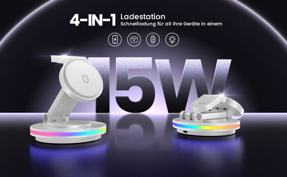 Зарядний пристрій MagSafe 3-в-1, складаний, для Apple Watch, iPhone та AirPods (білий)