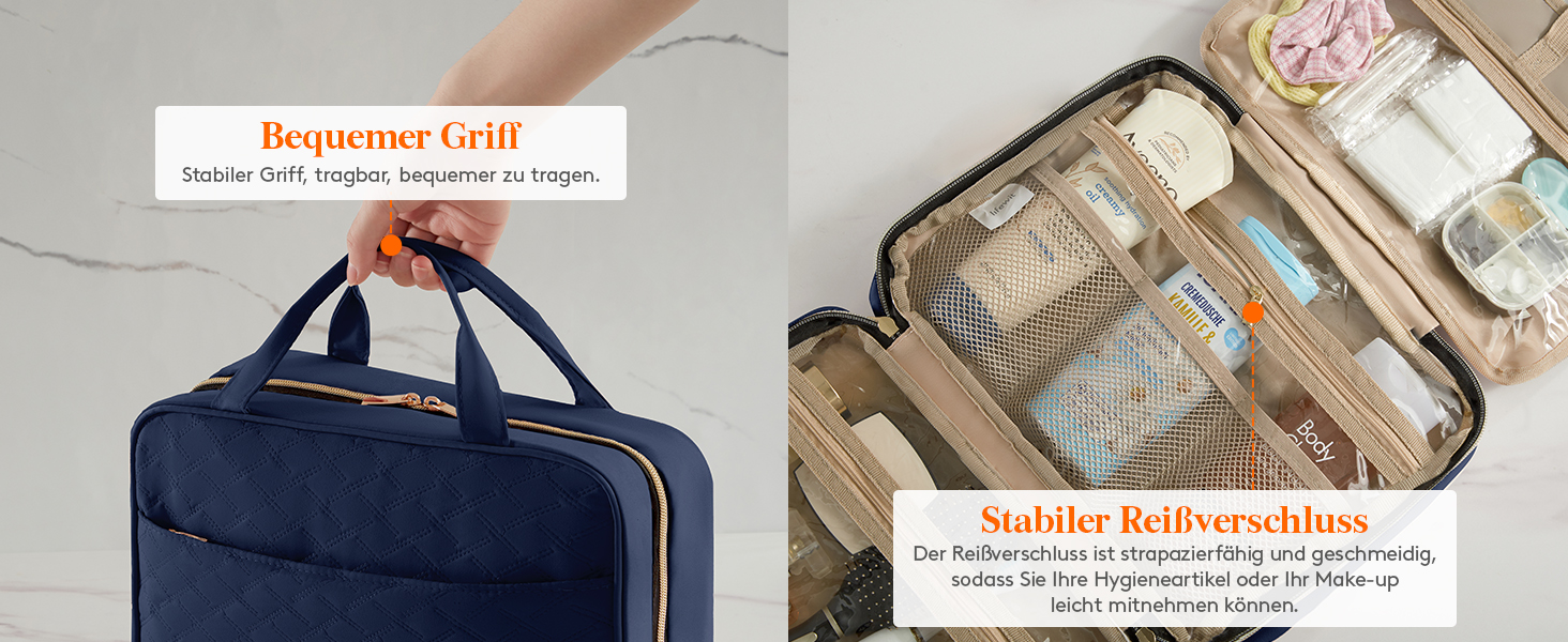 Сумка для косметики та туалетних аксесуарів Lifewit для подорожей, велика органайзер з гачком, прозора кишеня для гігієнічних засобів, темно-синій, L