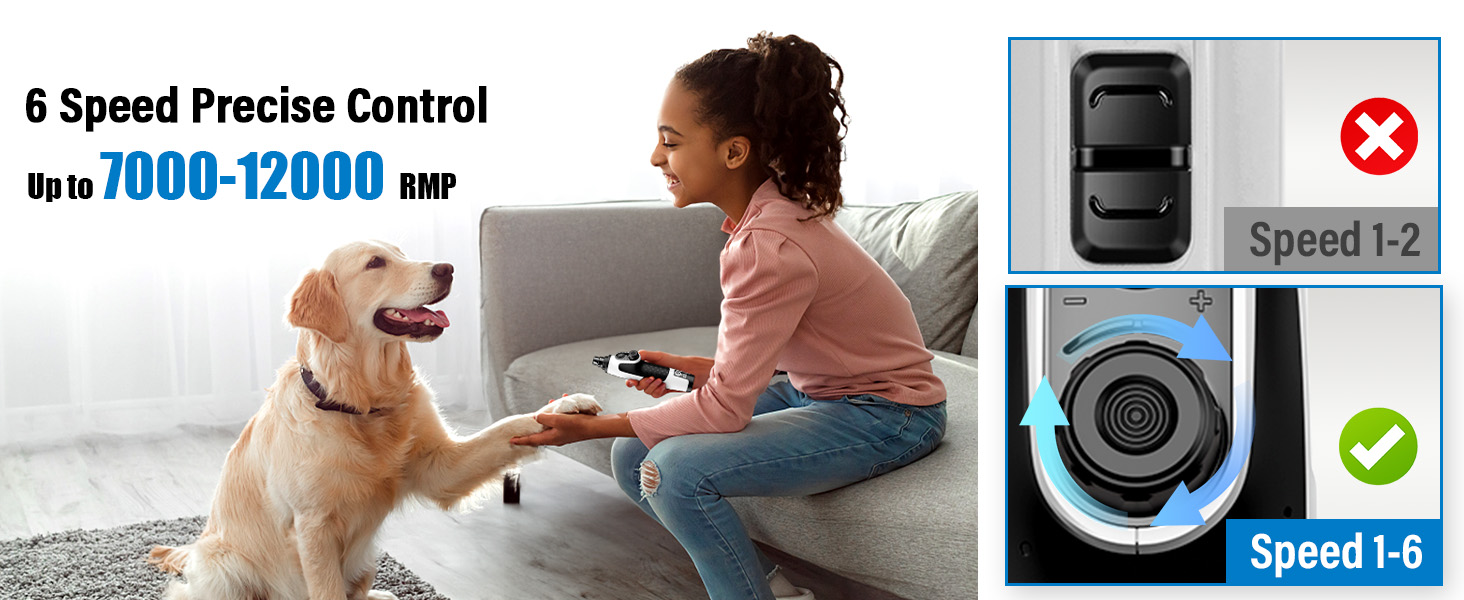 Шліфувальник кігтів для собак Casfuy Smarter Krallenschleifer 6-ступінчатий – 50% потужніший, з 2 LED-лампами, тихий, акумуляторний, для собак та котів великих, середніх та малих порід, білий