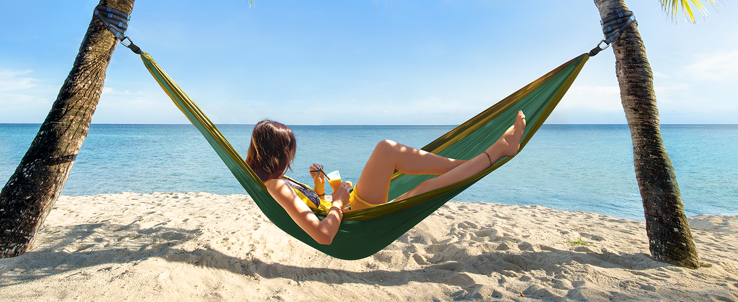 Гамак туристичний Ultraleicht Glymnis для відпочинку на природі, 275x140 см, 300 кг, темно-зелений/коричневий