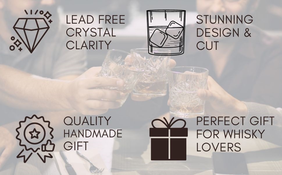 Набір склянок для віскі Glenrigg 2 шт., 310 мл – склянки-тумблери з кришталю без свинцю, з важким дном, ручна обробка, подарункова коробка