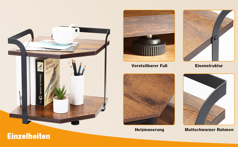 Corner shelf for kitchen with 2 tiers, spice rack wood, kitchen shelf, kitchen organizer, corner shelf for kitchen countertop, shelf for kitchen countertop, small shelf for kitchen, living room, office, 30 x 30 x 32cm