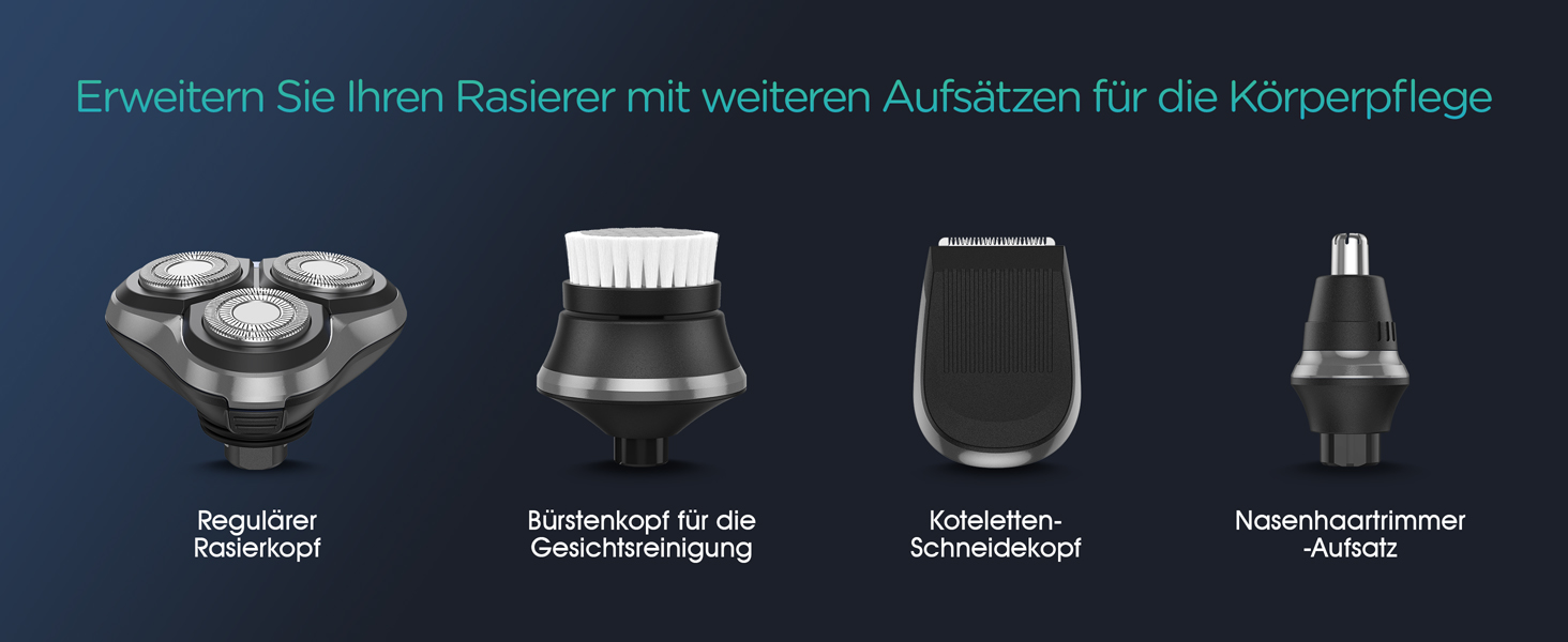 Електричний чоловічий верстат для гоління VOYOR TX410 (сірий) - ротаційний, мокрий/сухий, з LCD-дисплеєм та блокуванням від подорожей