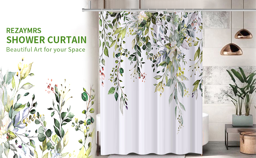 Шторка для душу REZAYMRS, 180x200 см, поліестер, зелена, з 12 гачками, водовідштовхувальна, для ванної кімнати