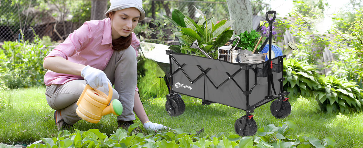 Візок-садок Sekey XXL Plus 200L, 200кг, гальма, широкі колеса, алюміній, антрацит