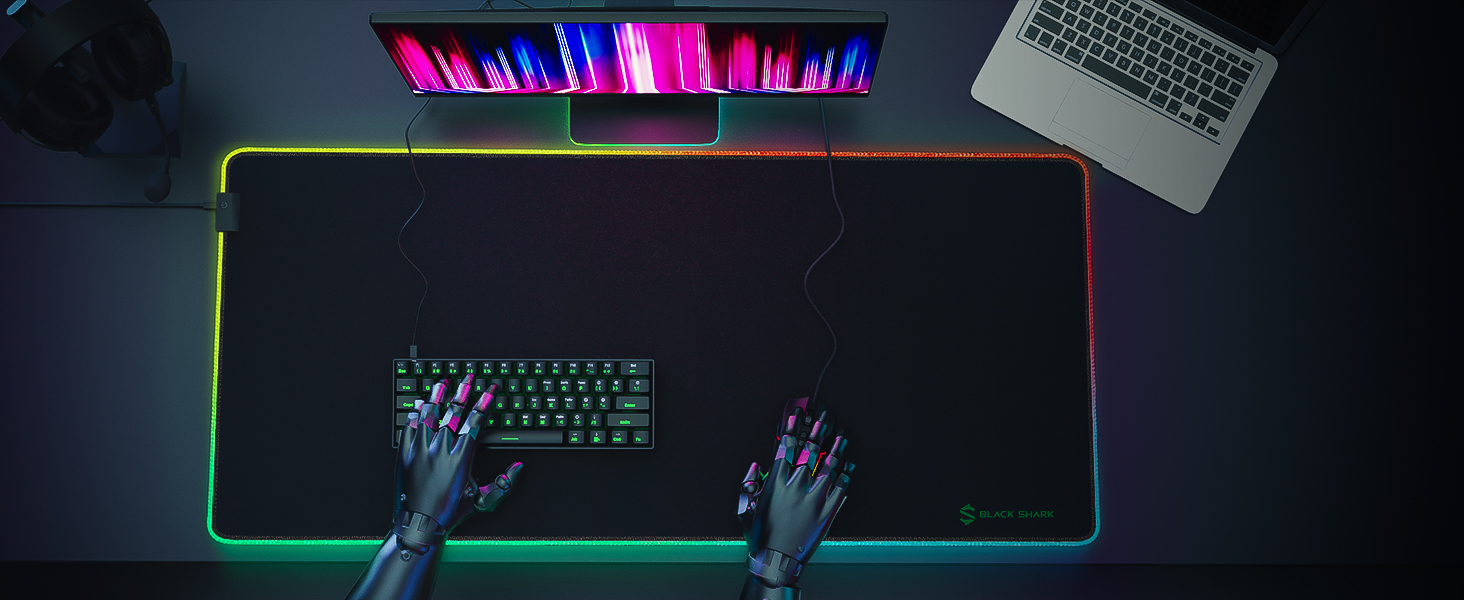 Ігрова мишка Pad Black Shark Manta P3 XL (90x40 см) - килимок для миші з RGB підсвічуванням, вологостійкий, чорний