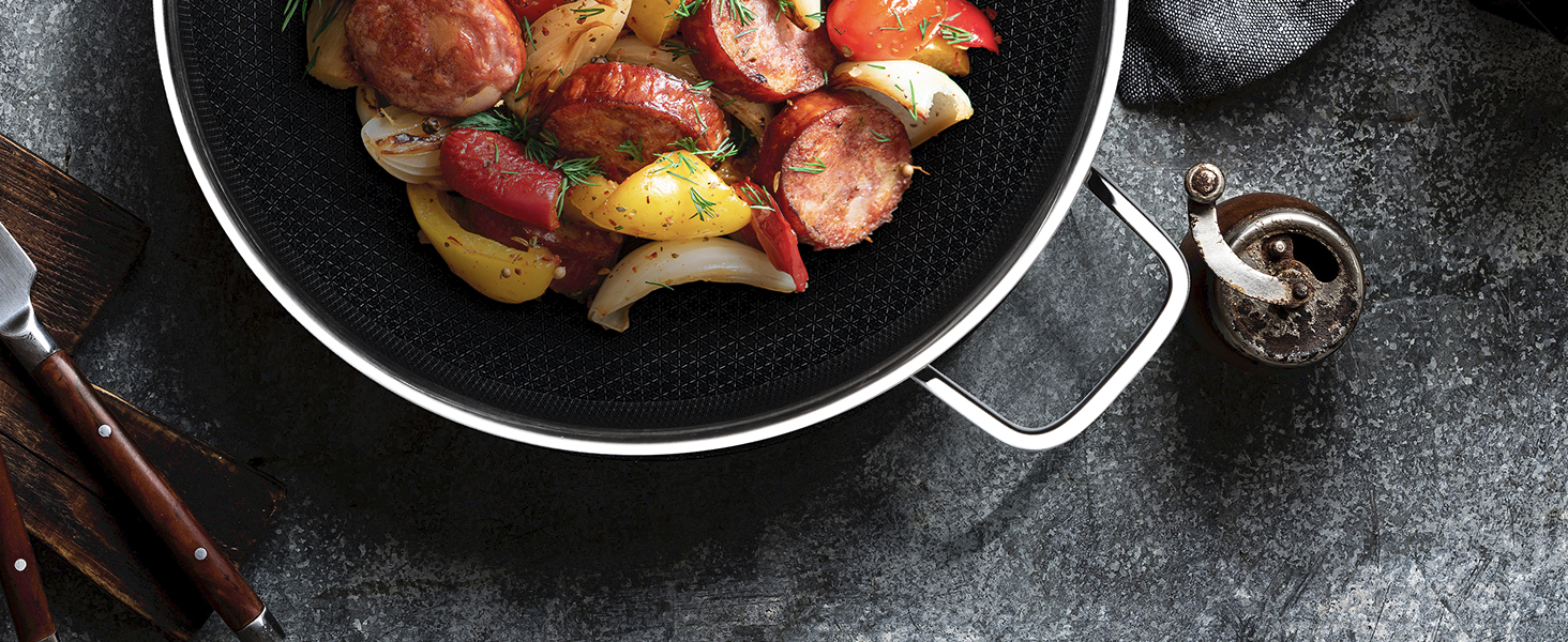 Вафельниця-вок 30 см з антипригарним покриттям, з кришкою, з нержавіючої сталі, для всіх типів плит, безпечна, можна мити в посудомийній машині