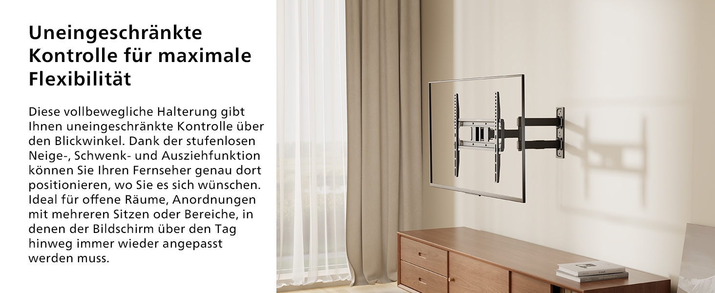 Універсальний настінний кронштейн для телевізора Philips Full-Motion, для LCD/LED ТВ 32-75 дюймів, нахильний та поворотний, VESA 75x75-400x400 мм, до 50 кг