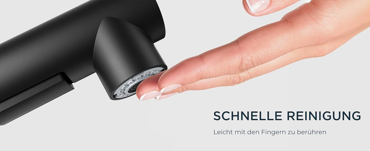 Змішувач для кухні FORIOUS висувний з душем, кухонний змішувач, L-подібний, 2 режими розпилення, поворотний 360°, матовий чорний