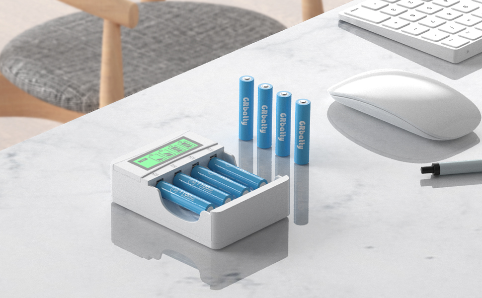 AAA акумулятори NiMH 1100mAh 1.2V з LCD-дисплеєм - 1200 циклів заряджання, комплект з зарядним пристроєм