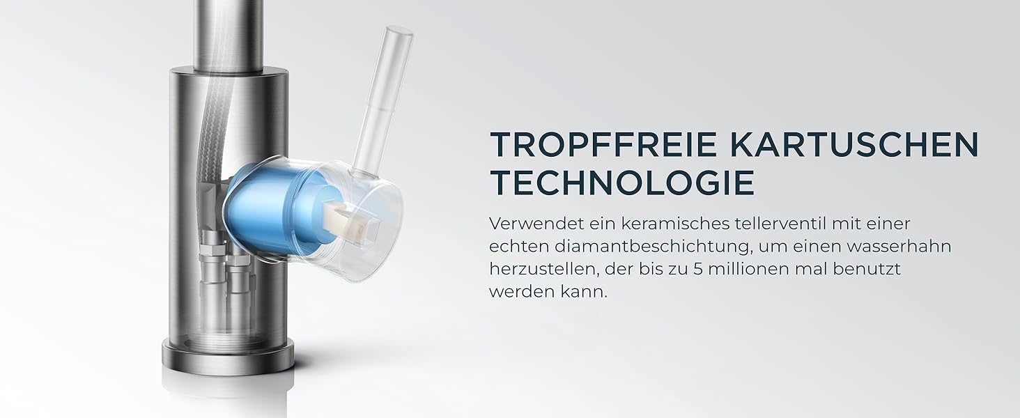 Змішувач для кухні FORIOUS з висувною лійкою, 360° обертання, 2 режими, нержавіюча сталь