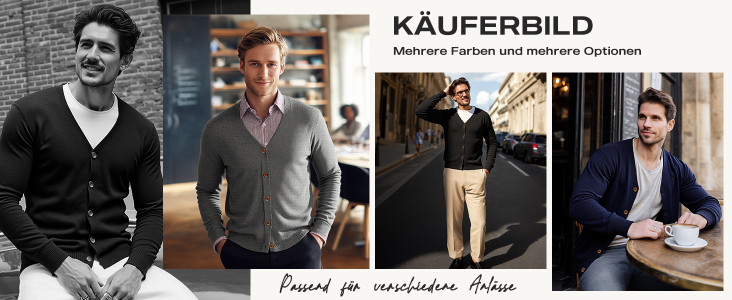 Чоловіча в'язана кофта NITAGUT, вінтажний смугастий дизайн, довгі рукави, V-подібний виріз, ґудзики (L, темно-синій)