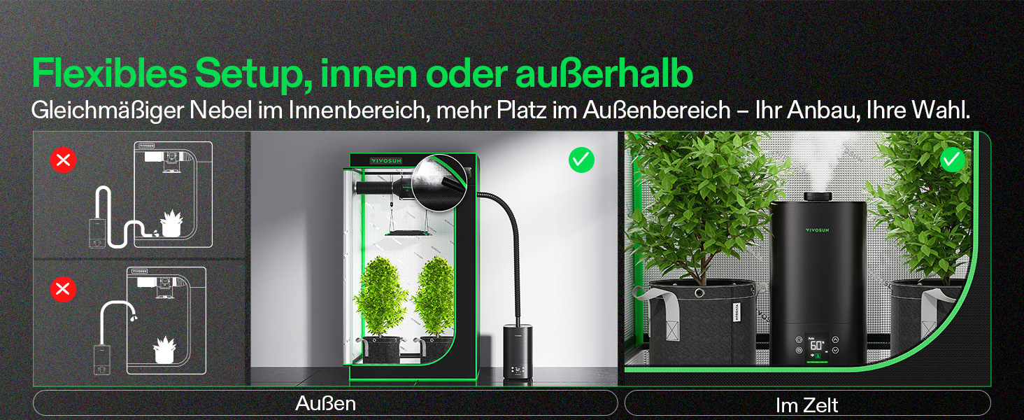 Зволожувач повітря VIVOSUN для рослин 5л Smart, AeroStream H05, 24dB, 360° Cool Mist, 50H, Top-Fill, Ультразвуковий, для гроу-тенту/гроубокса