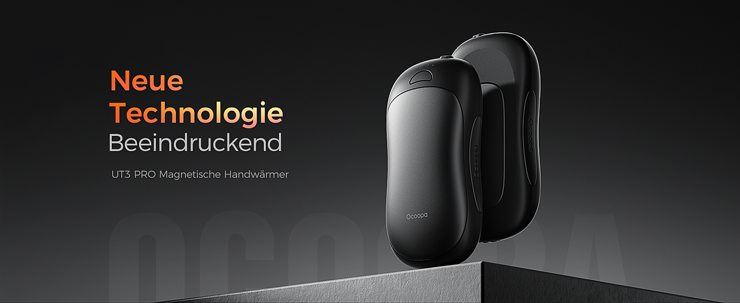 Електричні грілки для рук OCOOPA UT3 PRO (2 шт), 10000mAh, USB Powerbank, 4 режими нагріву, до 58°C, для чоловіків, ідеально для гольфу, полювання та кемпінгу, чорний