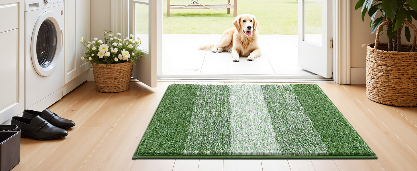 Килимок для дому та ванної кімнати SHACOS, 80 x 120 см, зелений. Антиковзка, швидковисихаюча, для входу та ванної кімнати