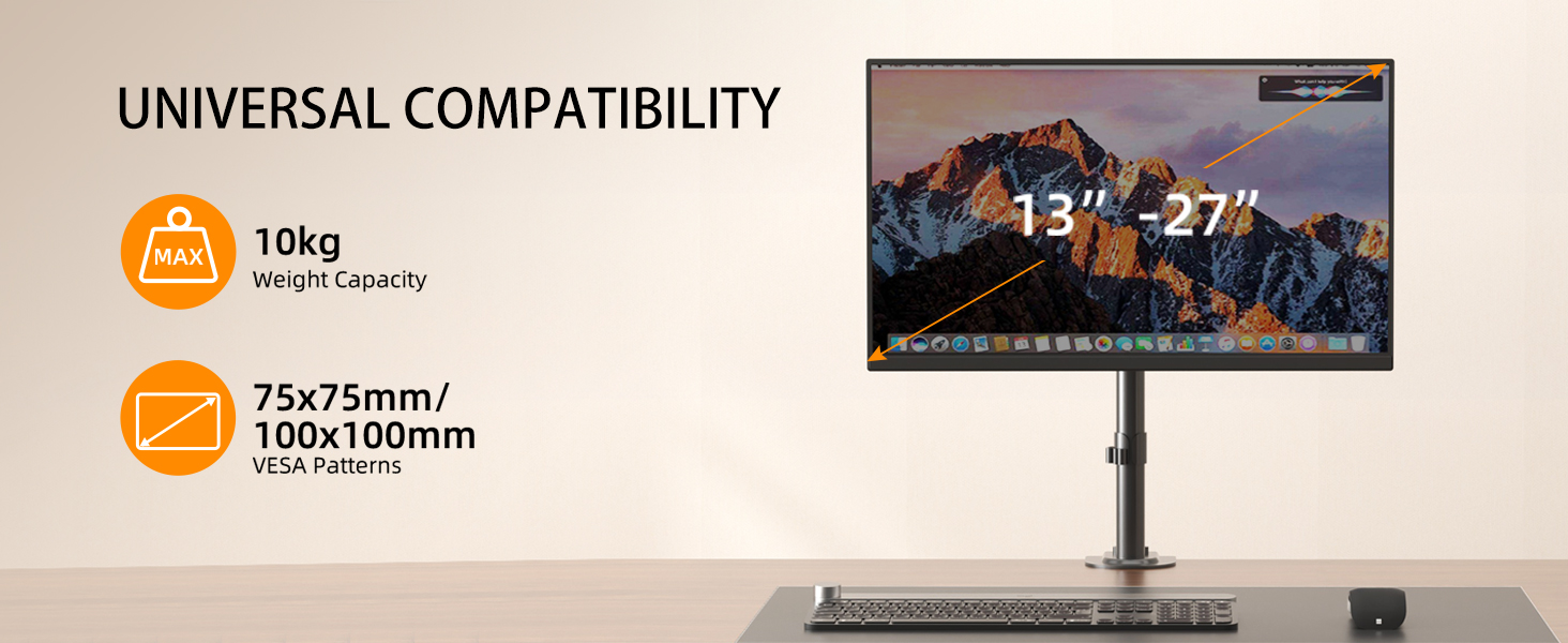 Кронштейн для монітора Suptek для LCD LED екранів 13-27 дюймів, регульований за висотою настільний тримач, VESA 75/100, до 10 кг, чорний