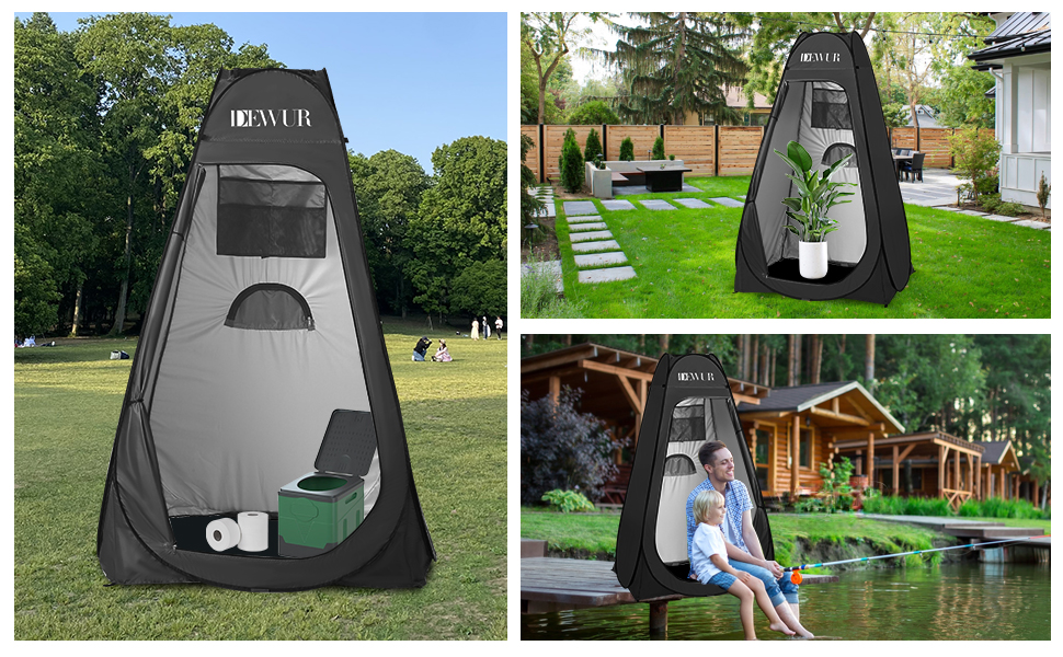 Намет для туалету Dewur для кемпінгу з UV 50+ захистом, душовий намет, Pop-Up переодягальня, мобільний туалет для відпочинку на природі, пляжі та кемпінгу, з сумкою, зелений (чорний)