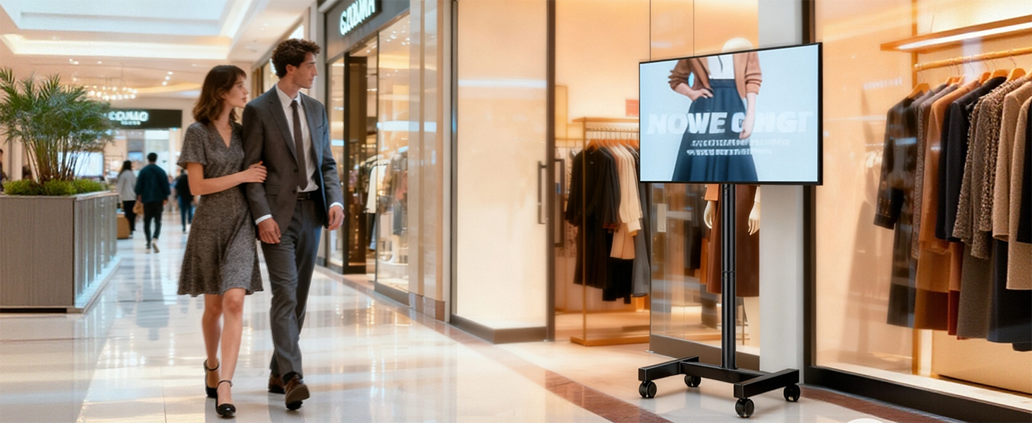 Мобільна підставка для телевізора Hemudu на колесах для LCD/LED ТВ 23-60 дюймів, регульована за висотою, з полицею для ноутбука, витримує до 35 кг, VESA до 400x400 мм