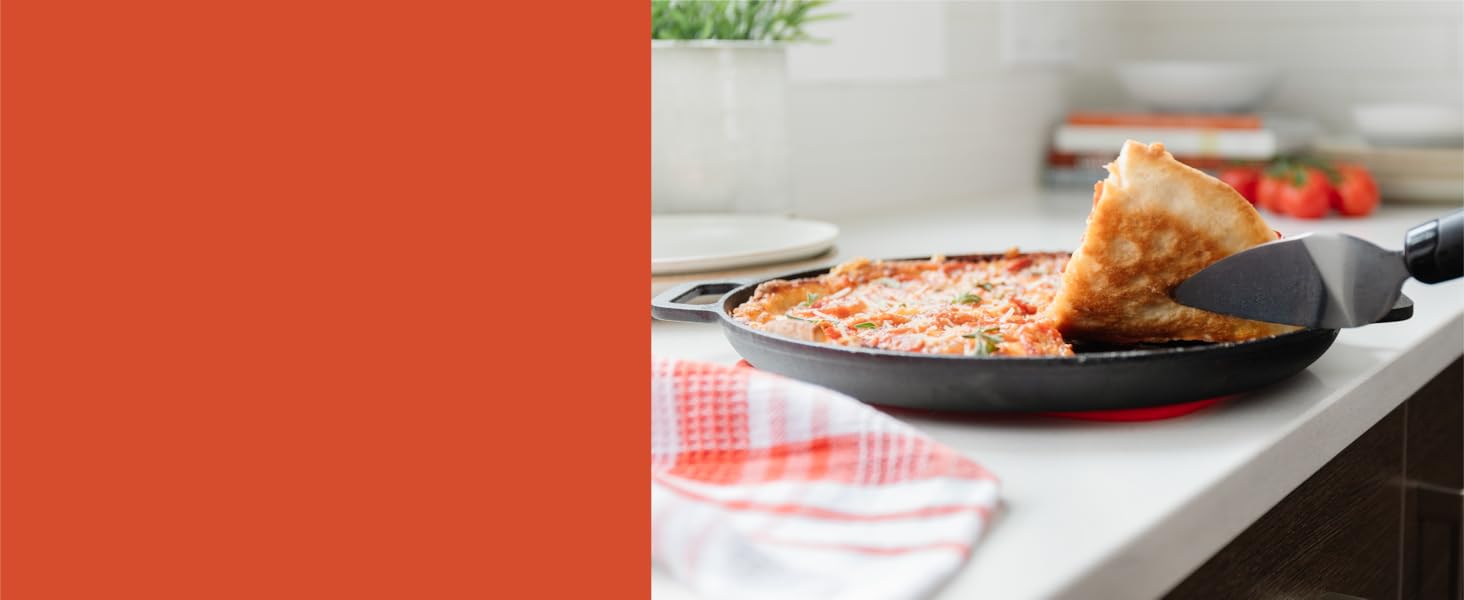 Chef Pomodoro Cast Iron Grill Pan – Cast Iron Grill Pan for Stove, Grill, Oven & Campfire – Cast Iron Pan - Pizza Pan Baking Sheet Round - Grill Plate Gas Grill - Cast Iron Pan for Gas Grill (30 cm)