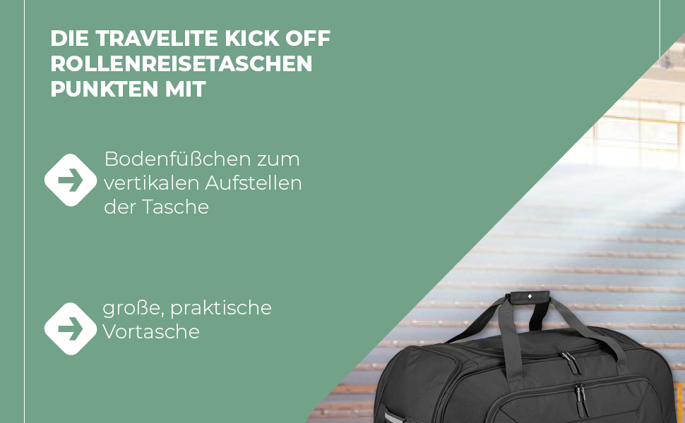 Дорожня сумка на колесах Travelite Kick Off, середня, 68 см, 65 л, чорна – валіза для подорожей і спорту