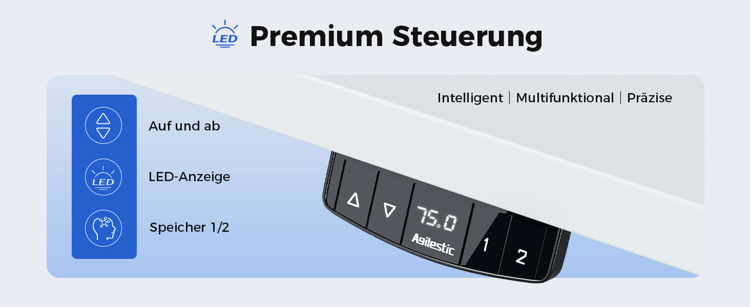 Регульований стіл Agilestic 120x60 см: електричний, з пам'яттю, ергономічний, для комп'ютера, білий