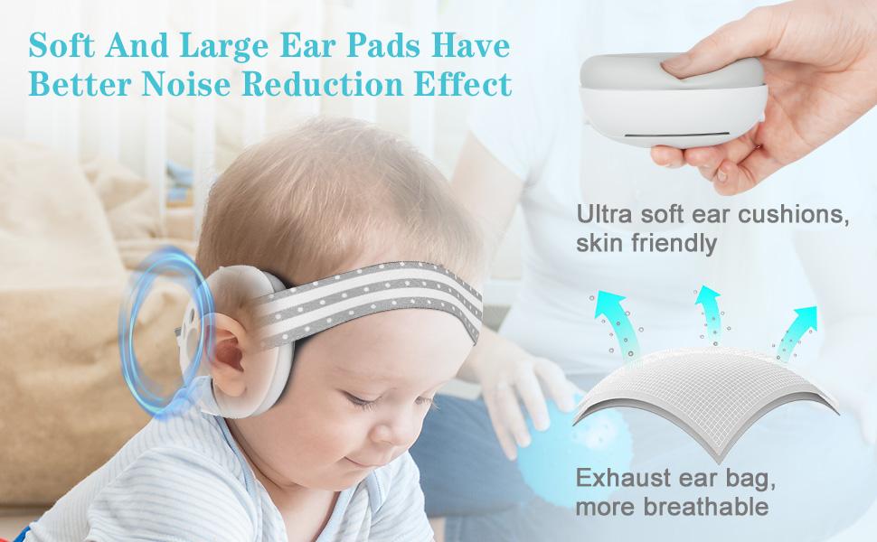 Навушники для захисту від шуму для немовлят та малюків (0-36 місяців), високоякісні дитячі навушники з регульованим антиковзним стрічкою, ідеально підходять для повсякденного використання, сну та подорожей, рожеві