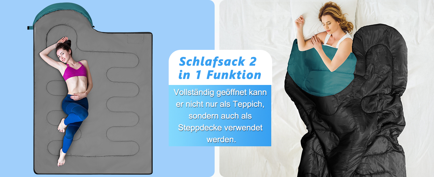 Сплячий мішок Outdoor для кемпінгу на 4 сезони - дорослий спальний мішок, функція 2 в 1, теплий, легкий, водонепроникний для рюкзаків, походів та подорожей, 220 x 80 см