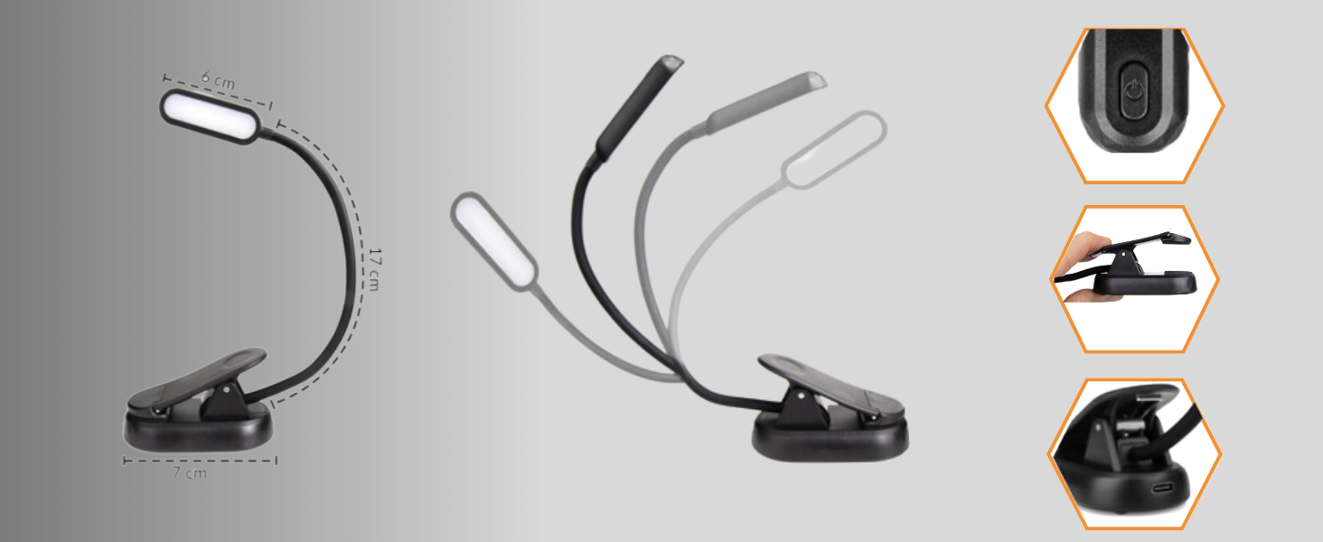 Нічна лампа-прищіпка для читання Toys4Boys з 8 LED, гнучка 360°, червоне світло для читання в ліжку