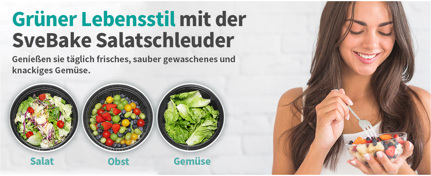 Салатниця-центрифуга 5л з нержавіючої сталі, з кнопкою стоп, без BPA, прозора кришка, отвір для зливу, антиковзаюча основа, чорна