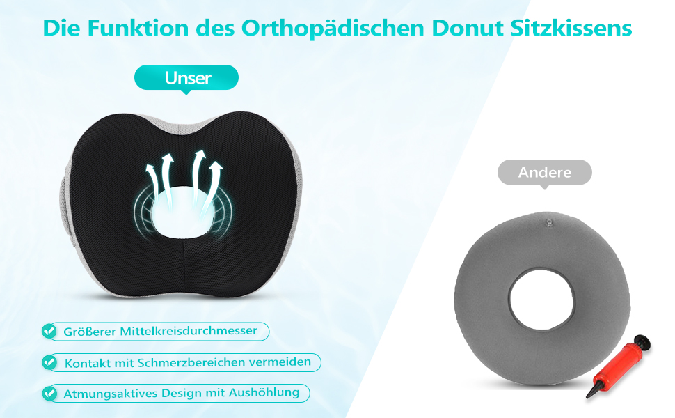 Ортопедична подушка для сидіння Feagar Donut: Memory Foam, для офісу, авто, зняття болю, комфортне сидіння