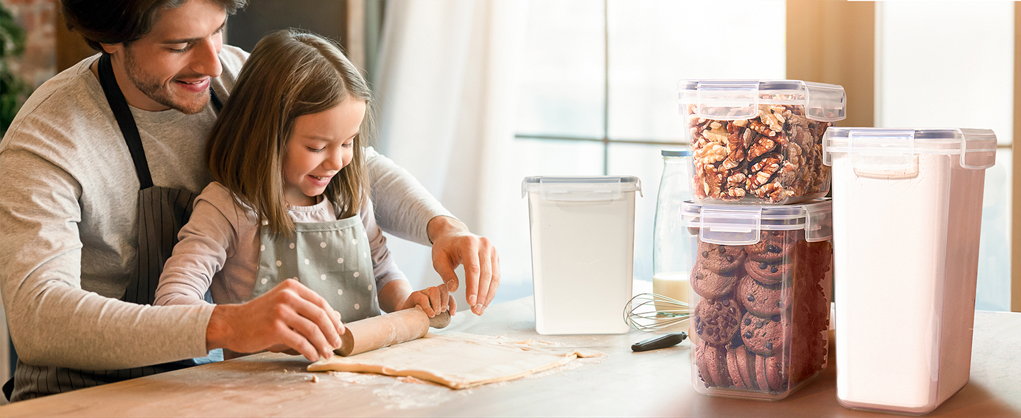 Набір контейнерів для зберігання GoMaihe 24 шт. з кришкою: герметичні контейнери для продуктів з етикетками та маркером | Коробки для зберігання на кухню для мюслі, борошна, кукурудзяних пластівців та цукру | Без BPA | Можна мити в посудомийній машині, чорний - Набір 24 шт.