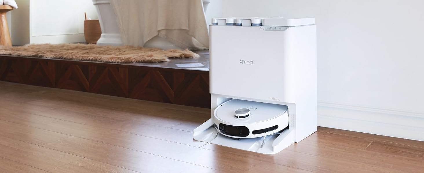 EZVIZ Re4 Plus: Розумний робот-пилосос 3-в-1 з автоматичним очищенням, WiFi, LiDAR, 4000 Pa, керування через APP/Alexa/Google