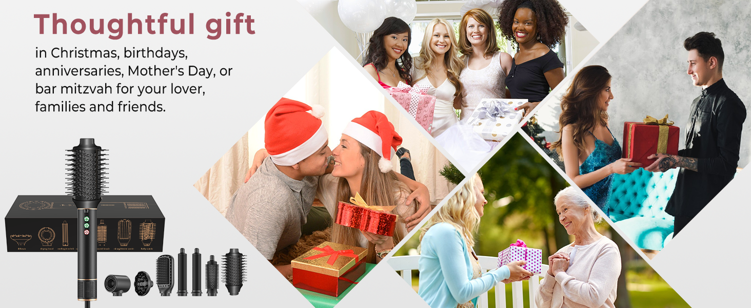 Професійний набір для укладки волосся 6 в 1 Air Styler Pro: фен, щітка, плойка, автоматична завивка, 1000W, для всіх типів волосся (чорний)