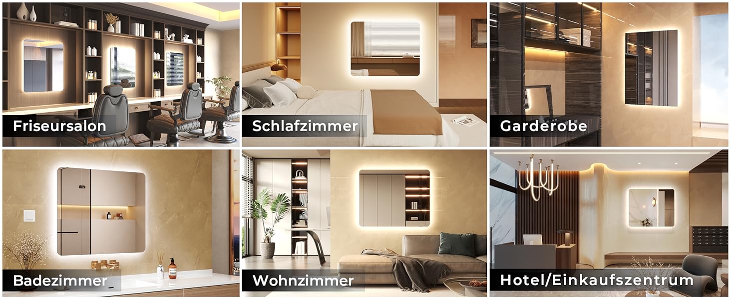 Дзеркало для ванної кімнати з підсвічуванням 60x50 см, LED, 6400K, біле світло, вертикальне/горизонтальне кріплення