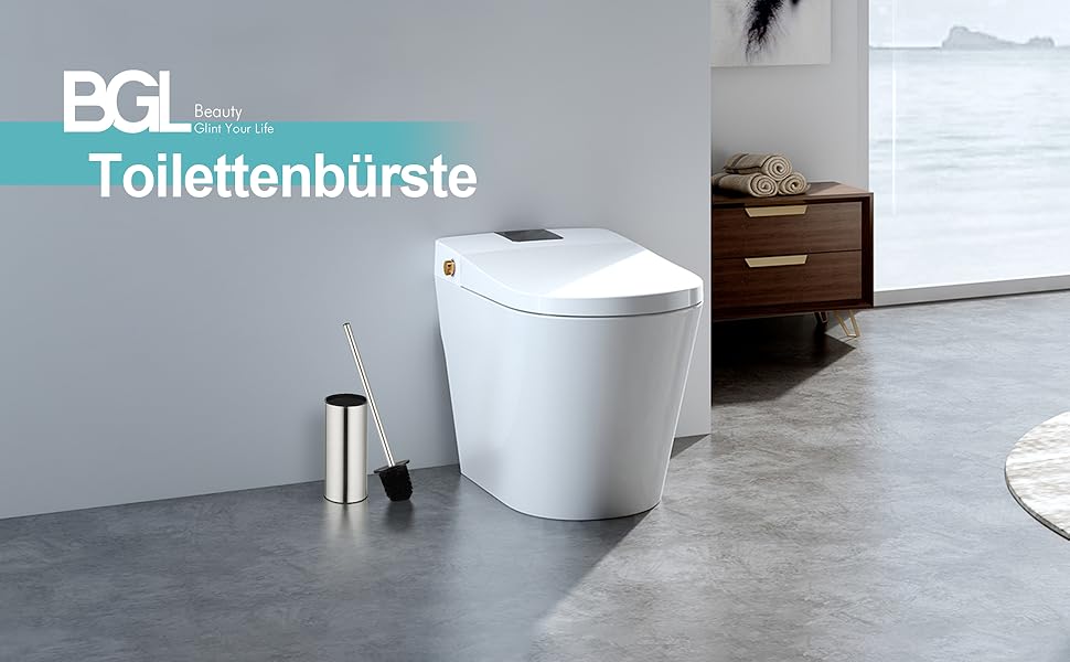 Тримач для унітазної щітки BGL, нержавіюча сталь, кольоровий, круглий, окремо розташований, для ванної кімнати (нікель)