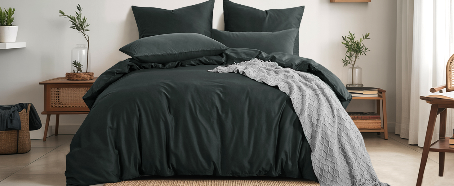 Комплект постільної білизни RUIKASI 135x200 з бавовни (4 частини) сірий - комплект постільної білизни з ремінцем, двоколірний комплект 2 шт. антрацит та світло-сірий