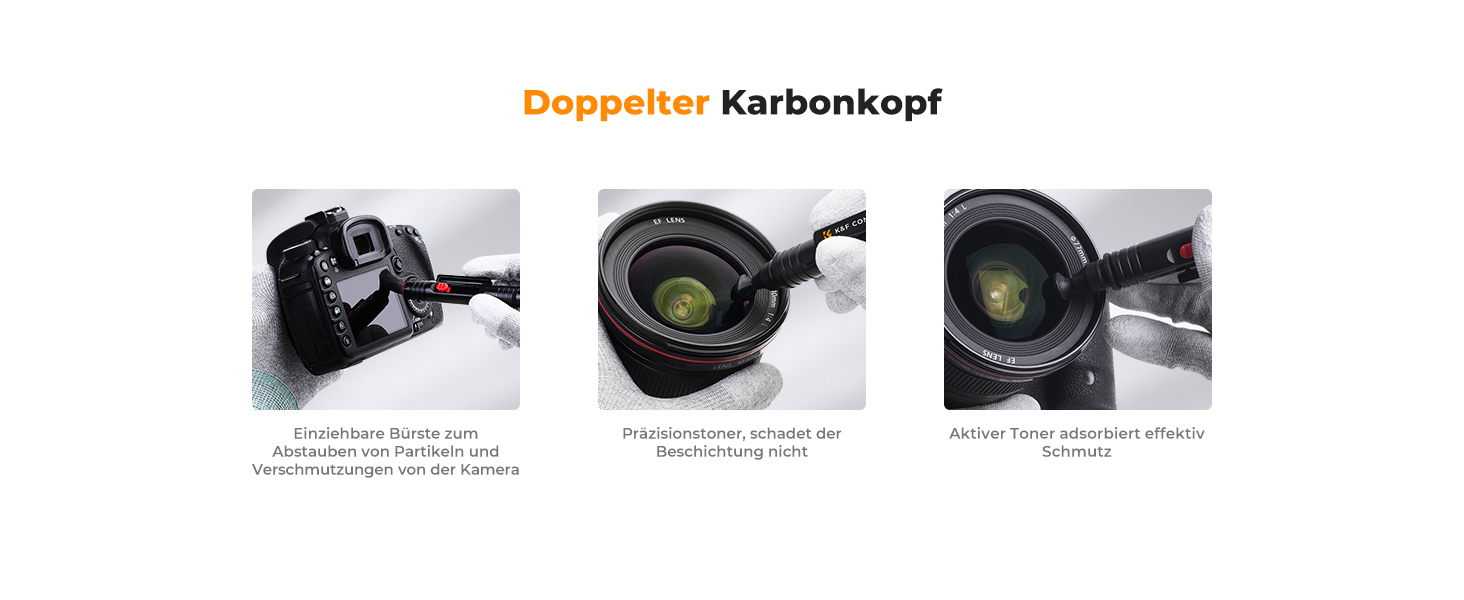 Набір для чищення об'єктивів K&F Concept: м'який пензлик для чищення цифрових камер, лінз, фільтрів та оптики