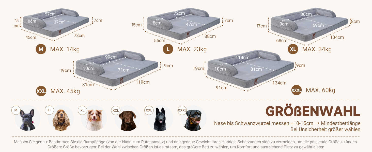 Ортопедичне ліжко для собак KSIIA, великі породи, кошик для собак, знімний та пральний чохол, водонепроникне ліжко для собак з бортиком, неслизьке дно, темно-сірий, 88x55x15 см