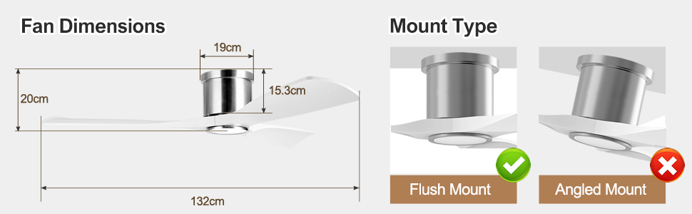 Стеляний вентилятор з підсвічуванням та пультом керування, 132 см, білий матовий, DC-двигун, сумісний з Alexa/Google Home